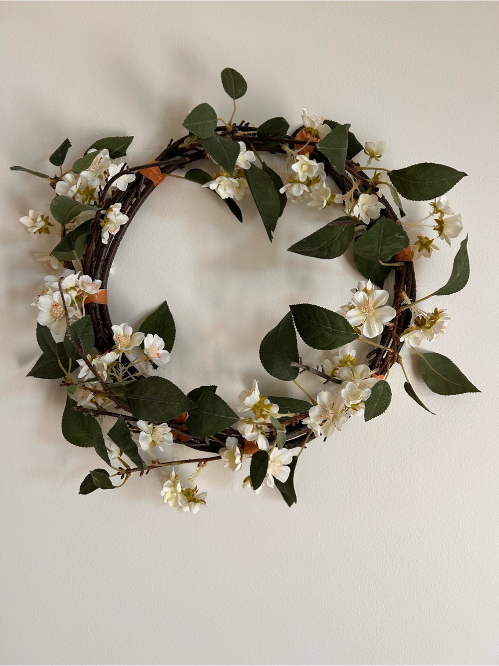 IKEA White Blossom and Green Leaf Grapevine Wreath